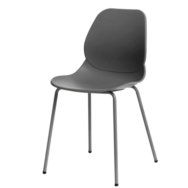 Scaun de bucatarie, ArtPro, Polipropilena/Metal, Gri
