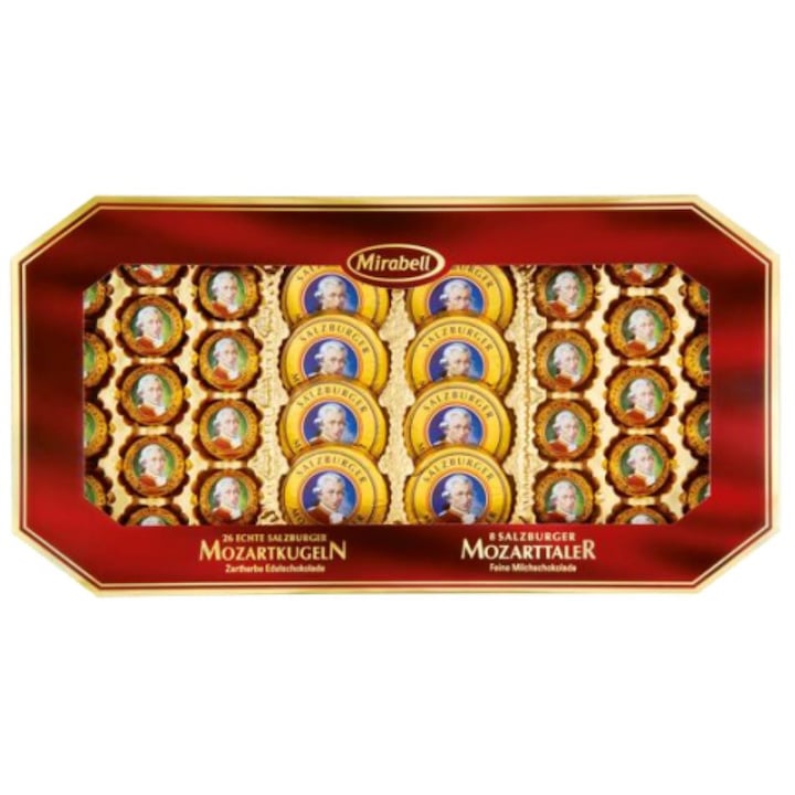 Шоколадови бонбони Моцарт Mirabell, 26 бонбона/8 монети, 600гр