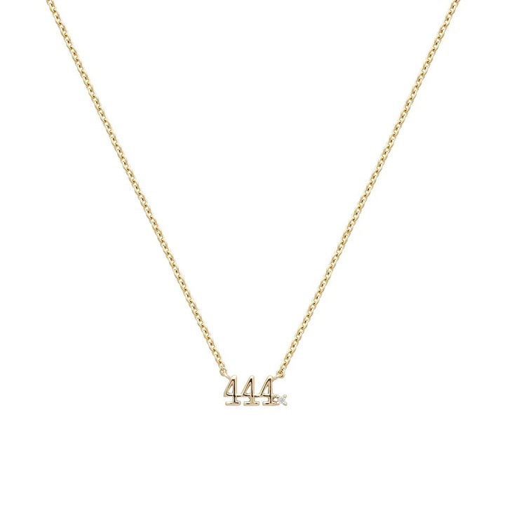 Lantisor cu pandantiv angel number 444 HADES din argint 925 placat cu aur galben 18K