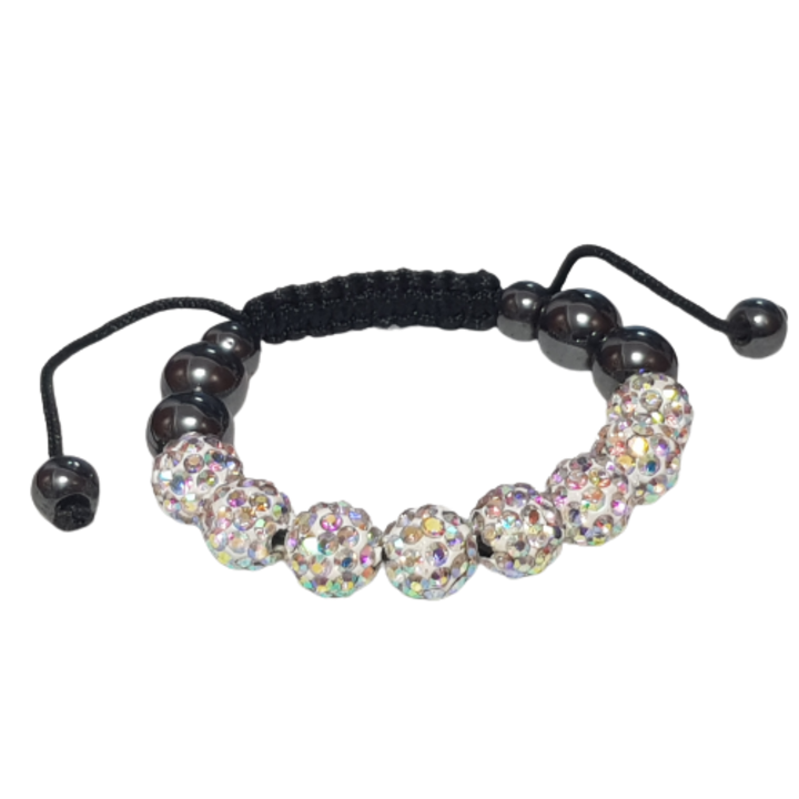 Shamballa gyermek karkötő, állítható, sokszínű ragyogással, Nafpro