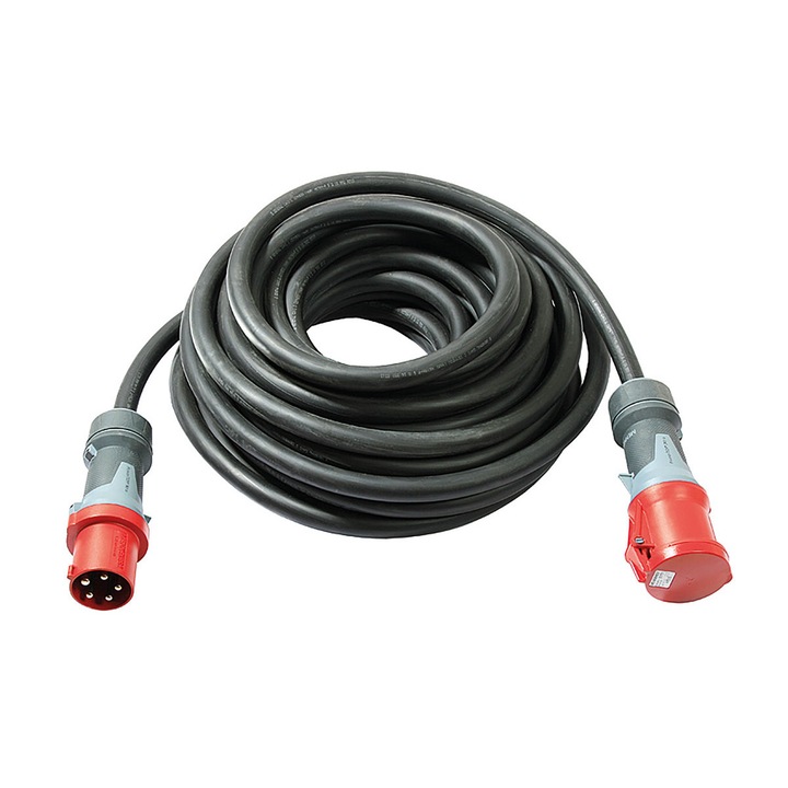 Cordon prelungitor 5G25 125A 50 metri trifazic de mare putere aproximativ 58kw cablu H07RN-F cu izolatie din cauciuc in executie grea IP67