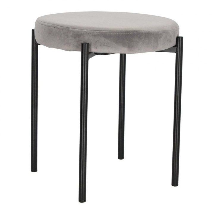 Scaun ArtPro, Metal/Velur, 40cm, Gri/Negru