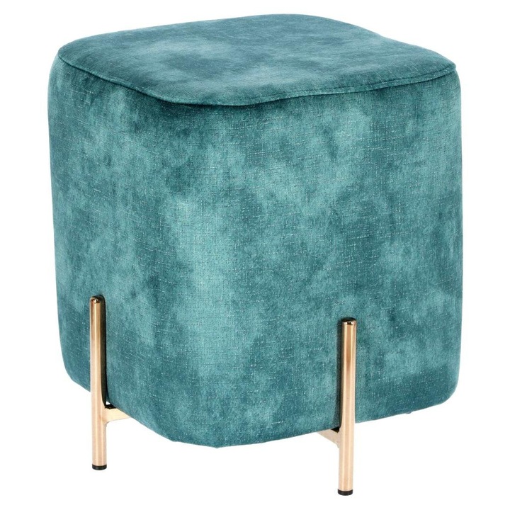 Nappali komód, ArtPro, fém/bársony, 35 cm, kék/arany