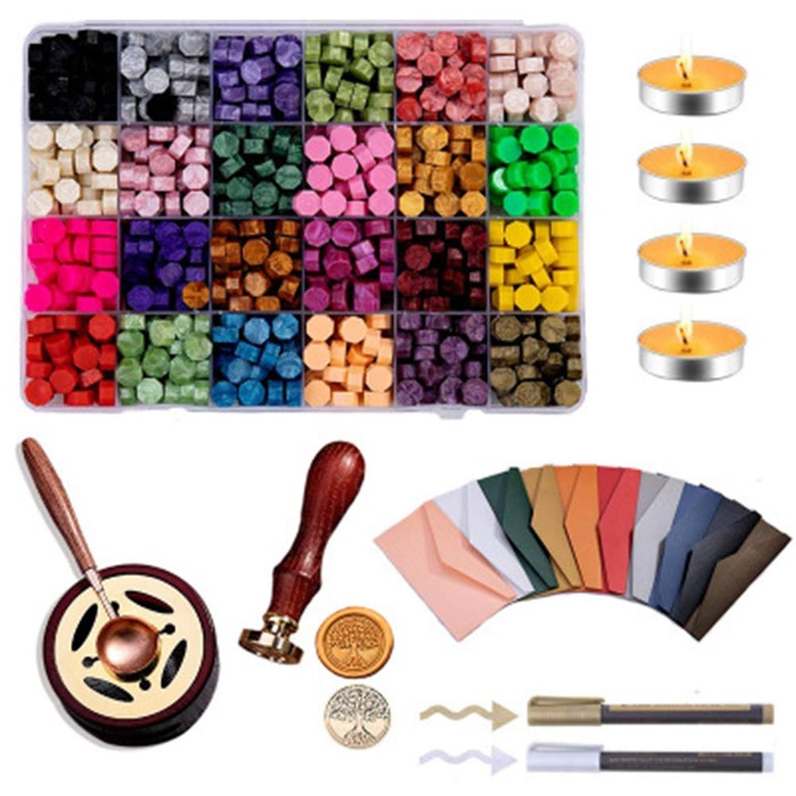 Kit de 600 bucati de sigiliu de ceara, WALALLA, Multicolor
