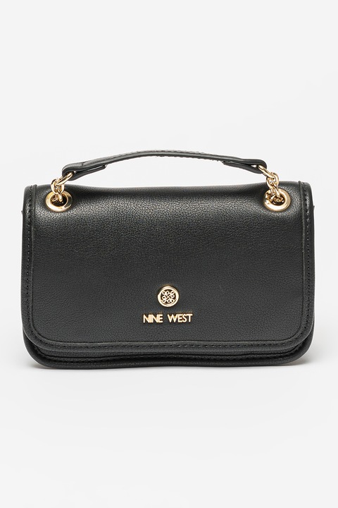 NINE WEST, Saoirse keresztpántos műbőr kisméretű táska, Fekete