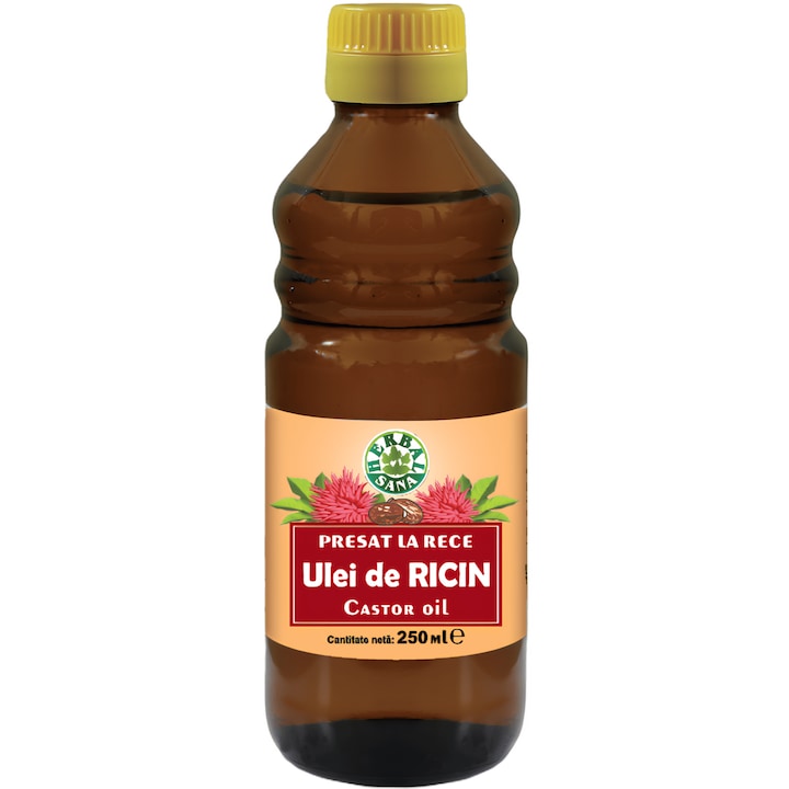 Ulei de Ricin presat la rece, 100% pur fara adaosuri, ambalaj sticla, 250ml