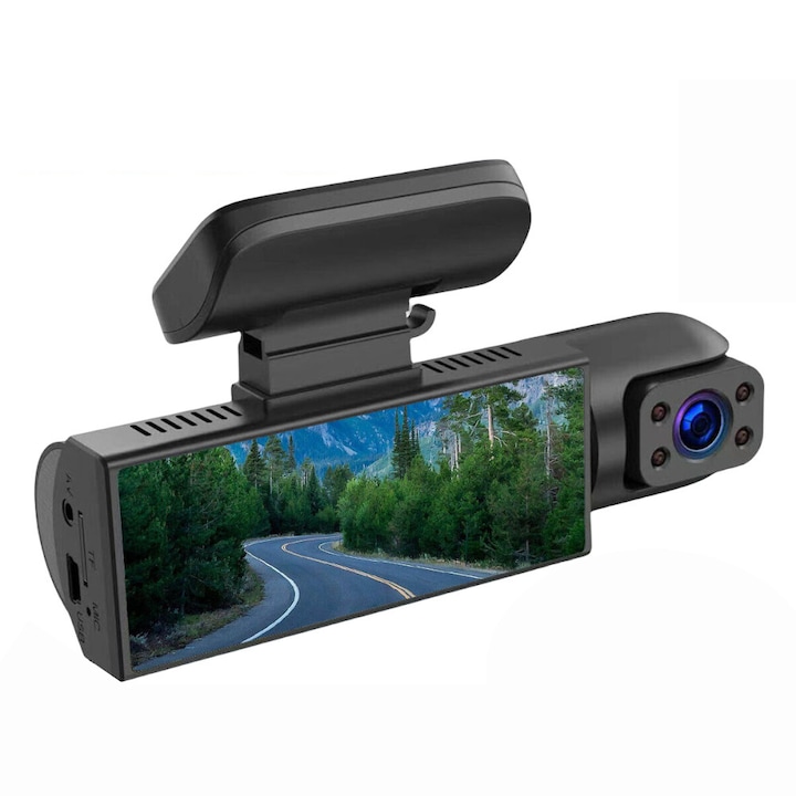 Camera de bord auto 2in1, Full HD 1080P, Fata-Interior, Inregistrare ...