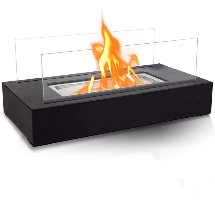 Semineu decorativ blik®, portabil cu bioetanol, otel, 35 x 18.2 x 14.6 cm, negru