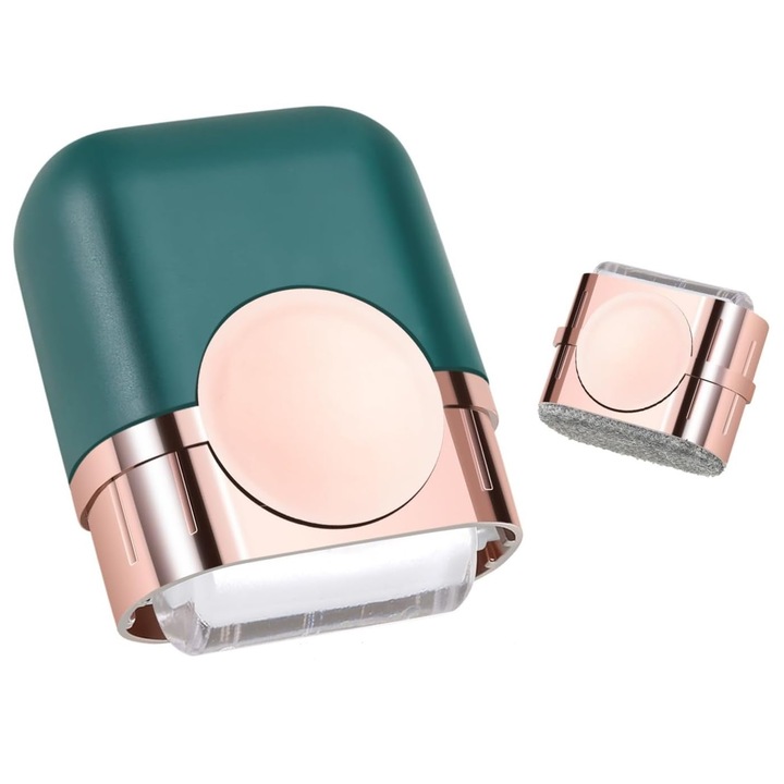 2 az 1-ben újrafelhasználható kefe, elektrosztatikus abszorpciós és tapadó szilikon henger, szöszhöz, porhoz, kutya- és macskaszőrhöz, zöld