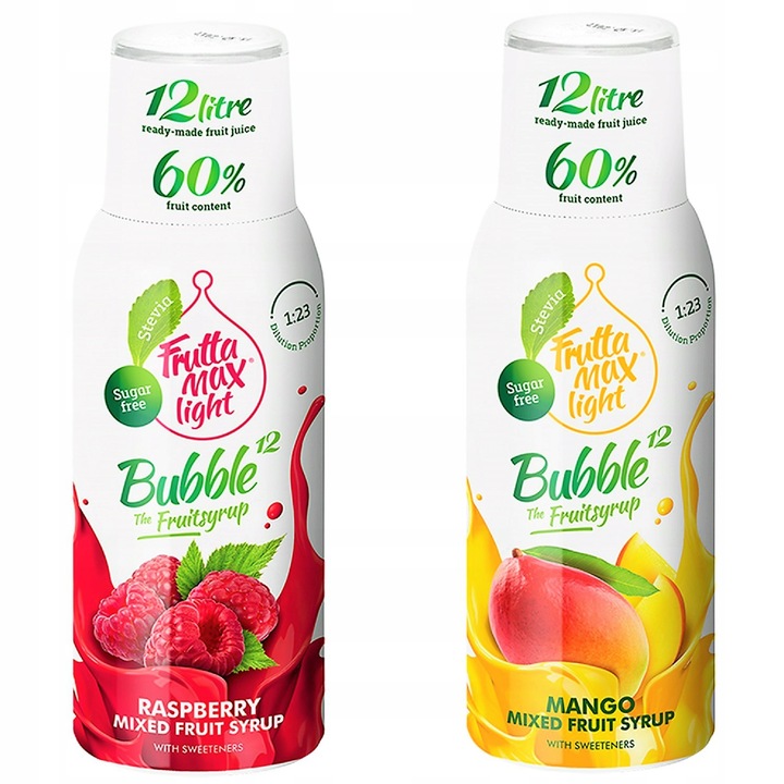 FruttaMax szörpök, vízkoncentrátumok Málna Light + Mangó Light 500ml, 2 db