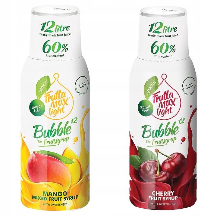 FruttaMax szörpök, vízkoncentrátumok Mangó Light + Cseresznye Light 500 ml, 2 db