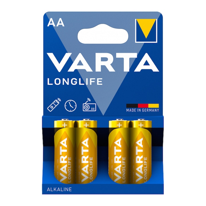 Set 4 baterii Varta, Long Life, 4xAA