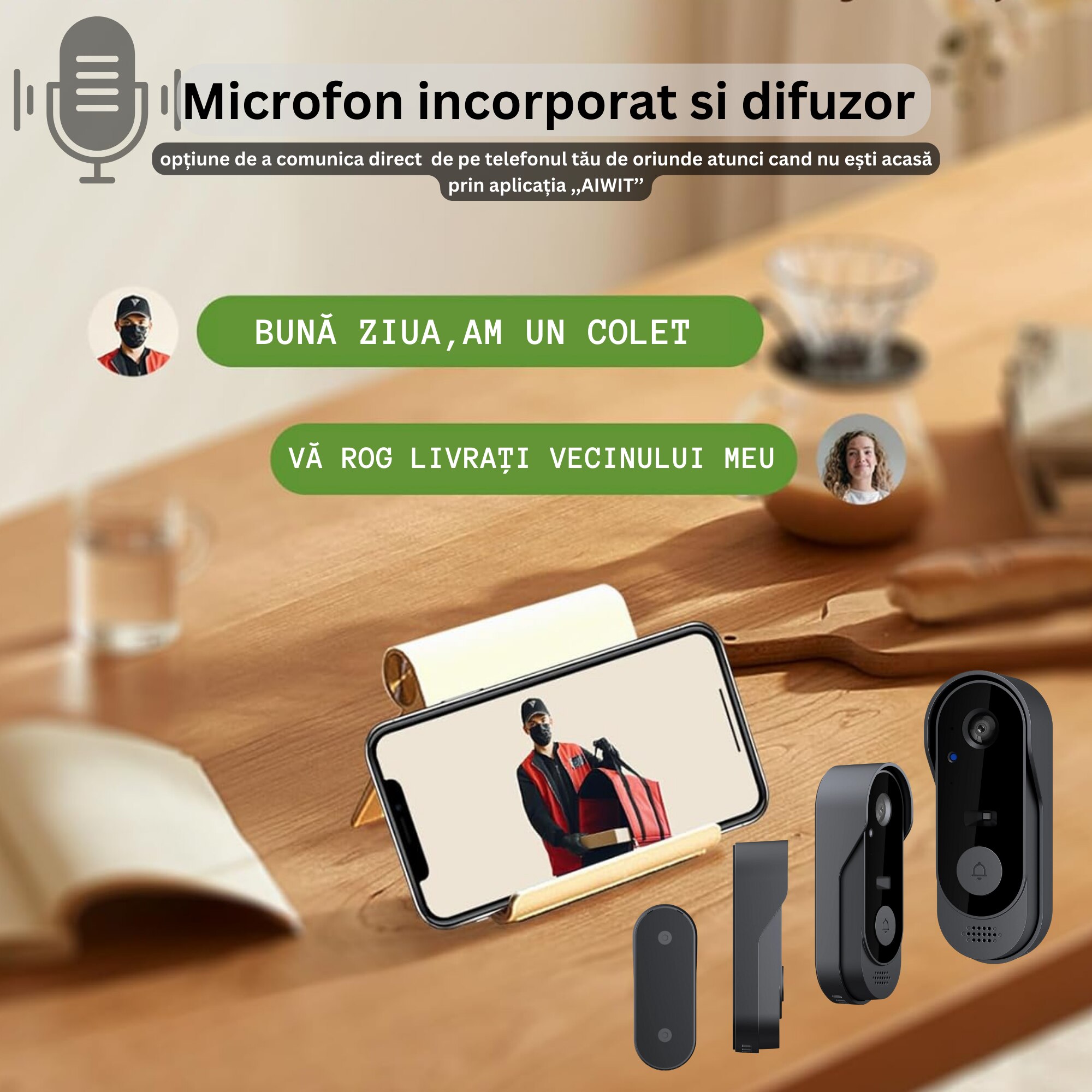 Fara Video Call Sonerie Fara Fir Wireless KATLION, cu camera video call, Impermeabil in ...