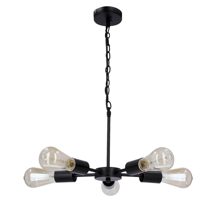 Lustra, Candellux Lighting, Sticla, Negru/Gri