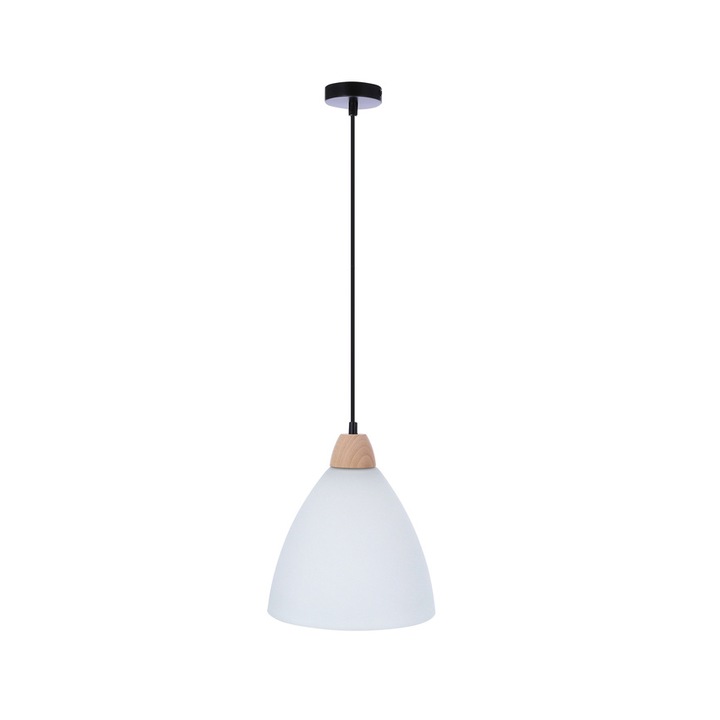 Полилей Candellux Lighting, Стомана/Дърво, Черен/Бял