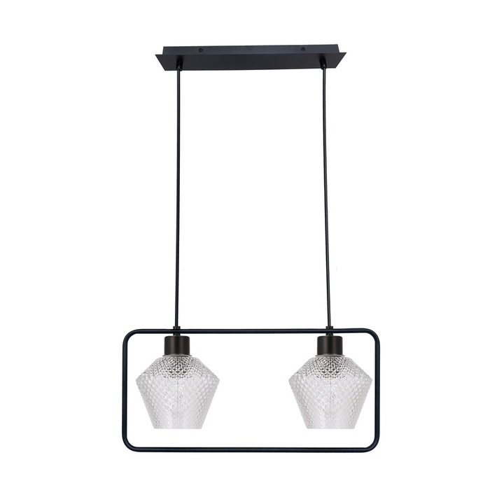 Полилей Candellux Lighting, Стомана/Акрил, 2x40W, E27, Черен/Прозрачен