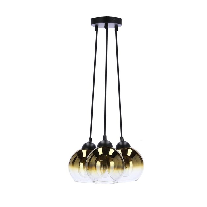 Lustra, Candellux Lighting, Otel/Sticla, 3x60W, E27, Negru