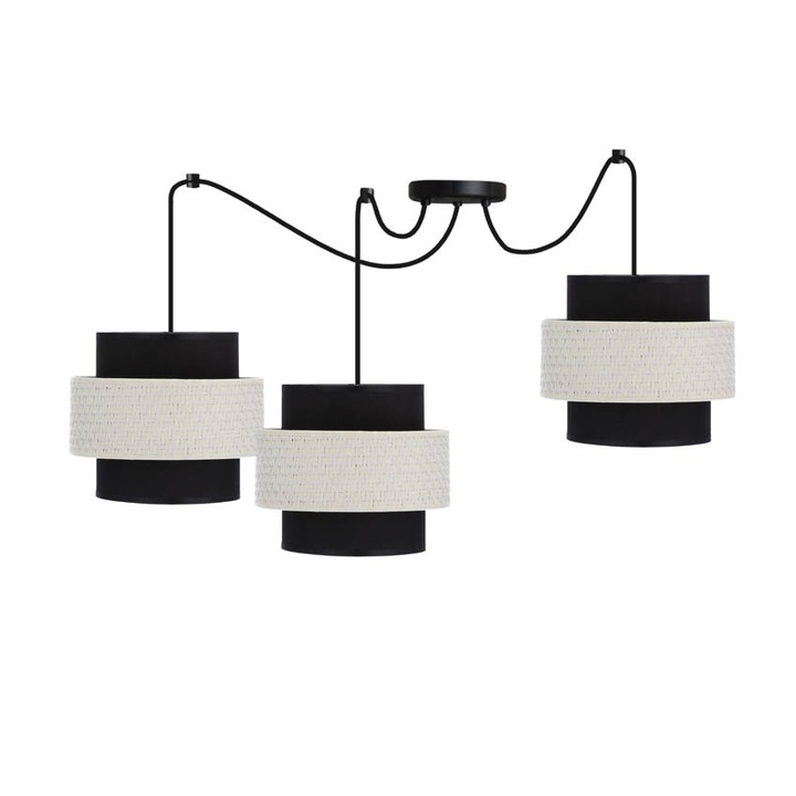 Lustra, Candellux Lighting, Otel/PVC, 3x40W, E27, Negru/Alb