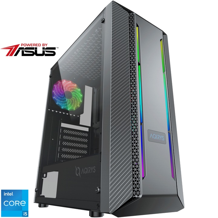 Sistem Desktop PC Gaming Serioux Powered by ASUS cu procesor Intel Core i5-13400F pana la 4.6 GHz, 16GB DDR4, 1TB SSD M.2, Asus Dual RTX 4060 OC 8G GDDR6, No OS, Black