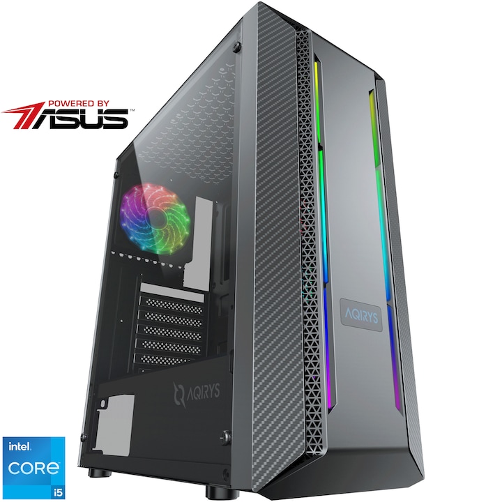 Sistem Desktop PC Gaming Serioux Powered by ASUS cu procesor Intel i5-12400F pana la 4.4 GHz, 16GB DDR4, 1TB SSD M.2, Asus Dual RTX 4060 OC 8G GDDR6, No OS, Black