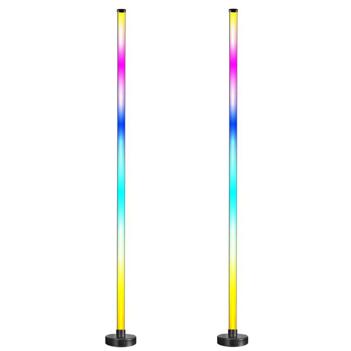 Комплект от 2 LED RGB интелигентни подови лампи, NUODWELL, С дистанционно управление, APP управление и контрол на свързващата линия, Лесен за инсталиране, За спалня, всекидневна, игрална зала, филмова зала, парти, фестивална украса, 122 см, абс.