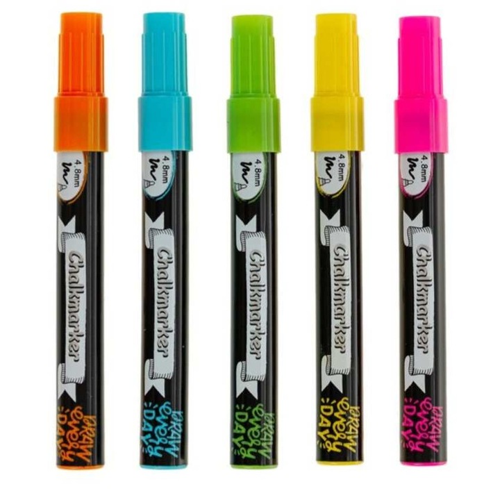 Carioca cu creta lichida, culori intense, 5 bucati, 4.8 mm