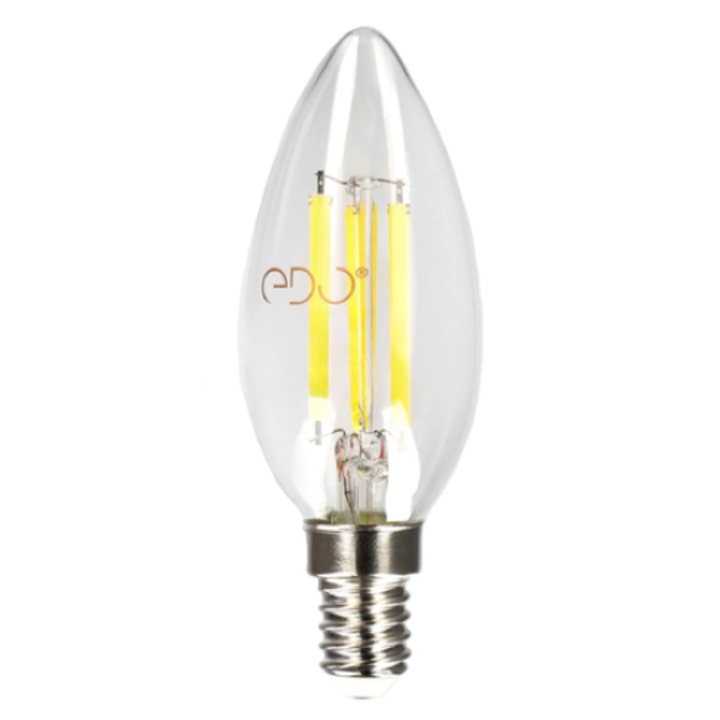 Bec, EDO Solutions, Dari Led Filament decorativ 6.5W, E14, 3000K, 806lm, 230V, CLEAR C35, EDO777622