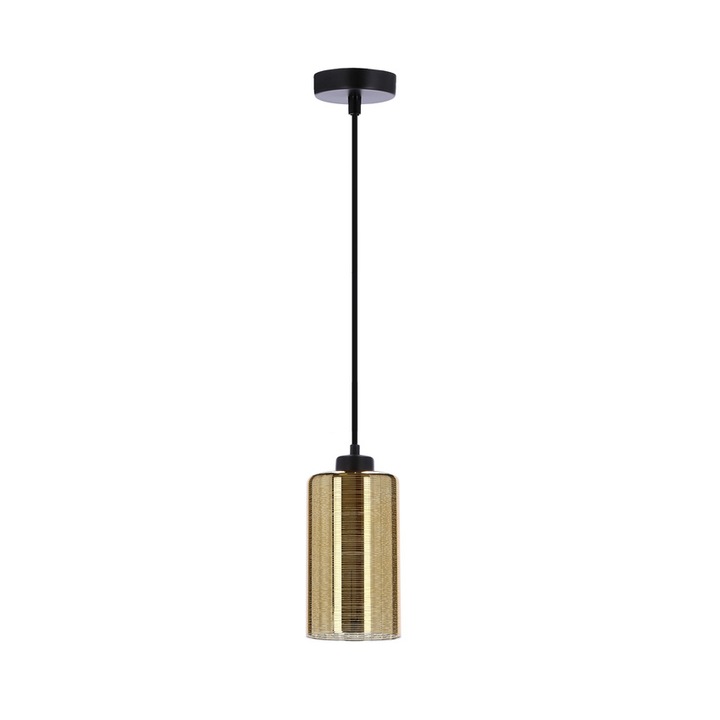 Pendul, Candellux Lighting, Metal/ Bumbac, E27, Negru/ Maro