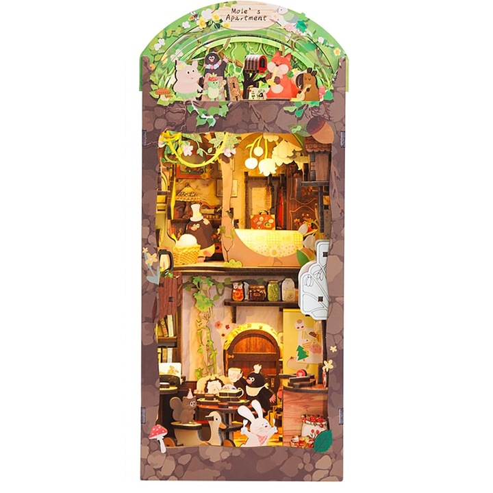 Cutebee 3D Puzzle, Miniatűr ház Könyvkuckó DIY Vakond háza, 253 db-os