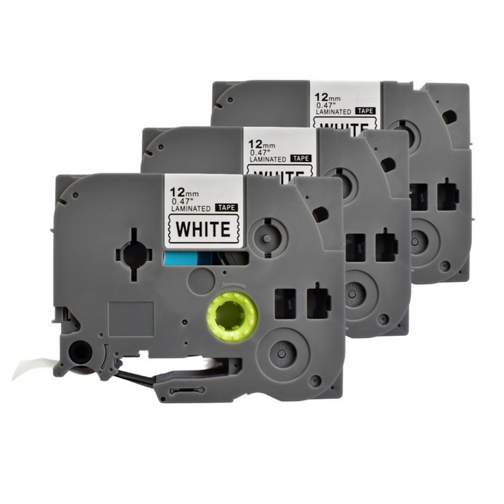 Pachet 3 bucati banda etichete laminate compatibila Brother TZe-231 12 mm culoare negru / alb