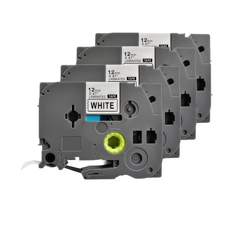 Pachet 4 bucati banda etichete laminate compatibila Brother TZe-231 12 mm culoare negru / alb