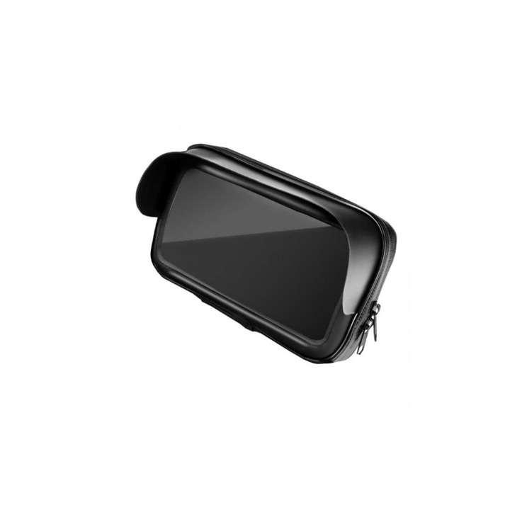 Univerzális telefontartó, 5,5 és 6,3 hüvelyk között állítható, motorkerékpár vagy kerékpár kormányra rögzíthető, fekete színű