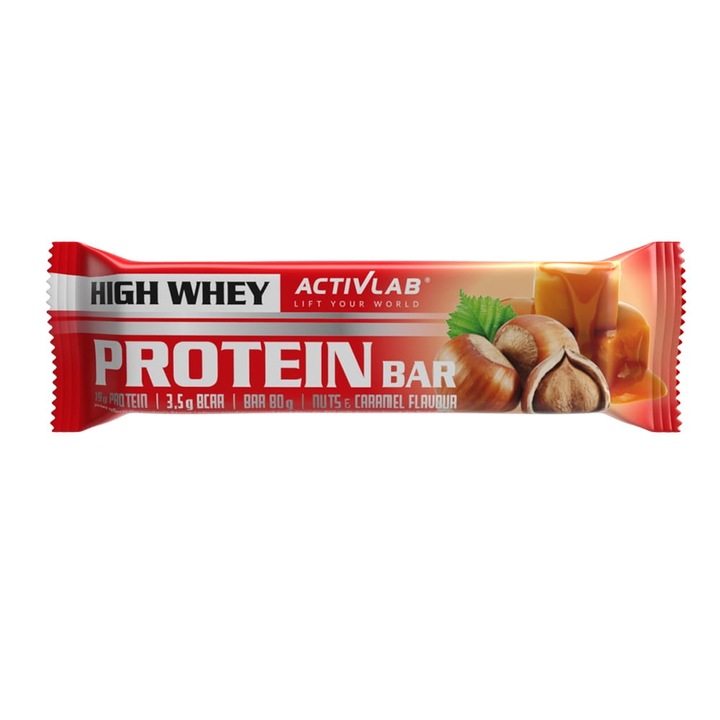 Baton proteina din zer, ActivLab, Aroma caramel-nuci, 80g