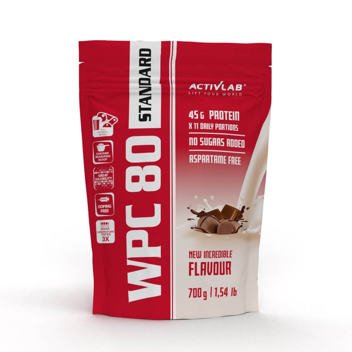 Proteine din zer, pudra proteica, Activlab WPC 80 STANDARD, ciocolata, 700g