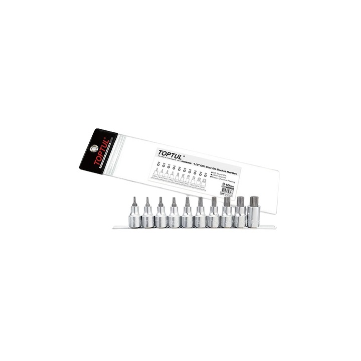 Set 10 biti pentru insurubare Toptul, prindere 1/2 inch, profil torx T20, T25, T27, T30, T40, T45, T50, T55, T60, T70, lungime 55 mm