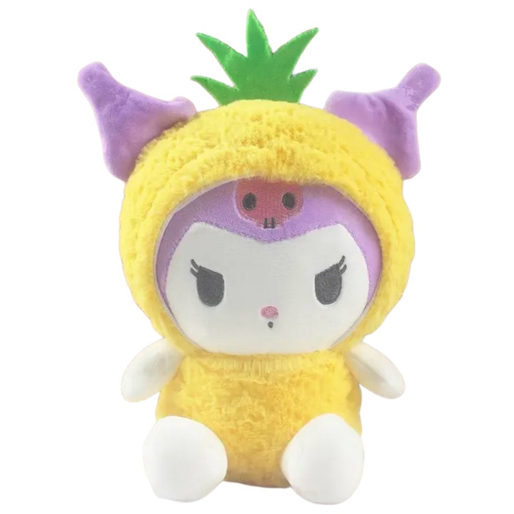 Плюшена играчка Sanrio Hello Kitty, Куроми в костюм на жълт ананас, 21 см