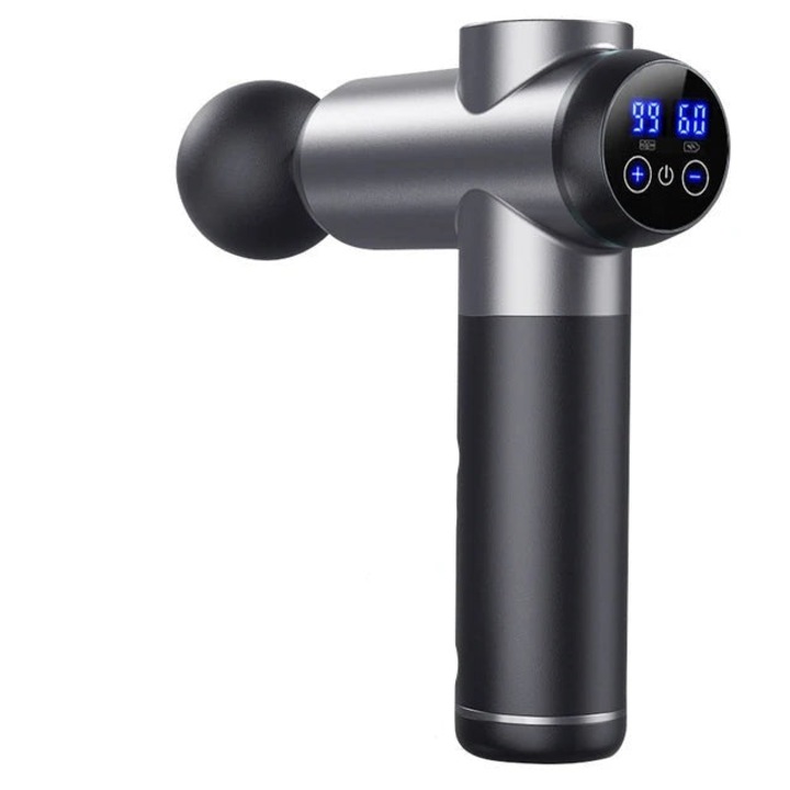 Масажор, тип пистолет, електрически, 99 скорости, регулируем, LCD екран, черен