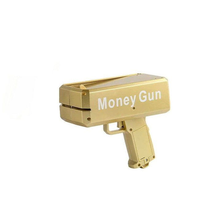 Пистолет за парти пари, включени сметки, пластмаса, 19x17 см, злато
