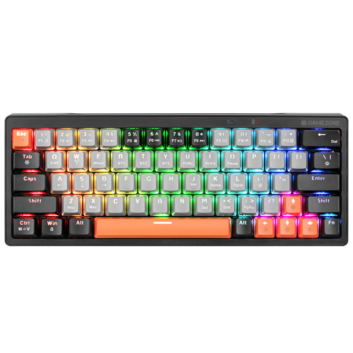 Tastatura mecanica wireless Keychron K8 QMK, 2.4GHz/Bluetooth, switch-uri mecanice Super Brown, taste double-shot PBT, iluminare RGB, Windows/MacOS