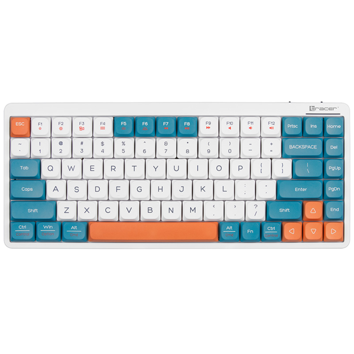 Tastatura, Tracer FINA 84, GameZone, Mecanic (Red Switch), Iluminare Rainbow, US, Cu fir / Fara fir, Alb-Albastru