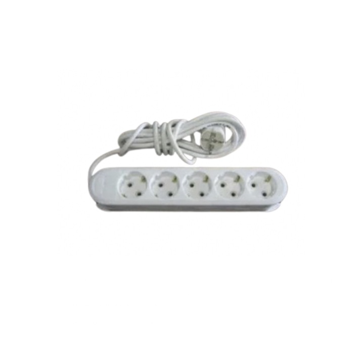 Удължител 3m 3x1mm 5 полюса бял ELCO