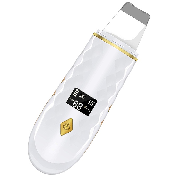 Ултразвуков уред за почистване на лице, Yingyun®, скрубер за кожа, премахване на черни точки, хидратация, пилинг, White