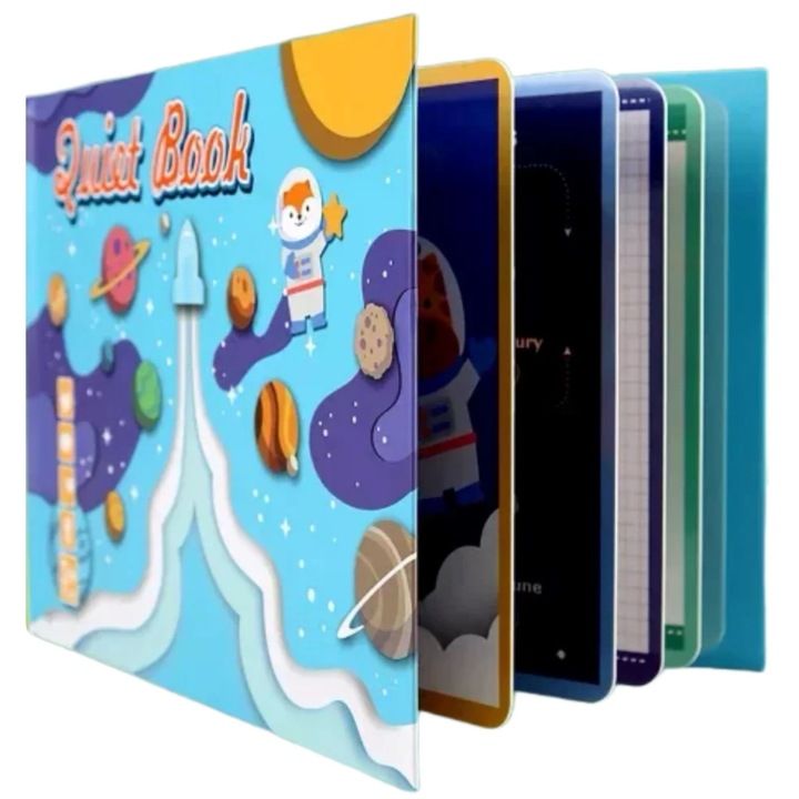 Oktatókönyv újrafelhasználható matricákkal, Csendes könyv, Kozmikus tér