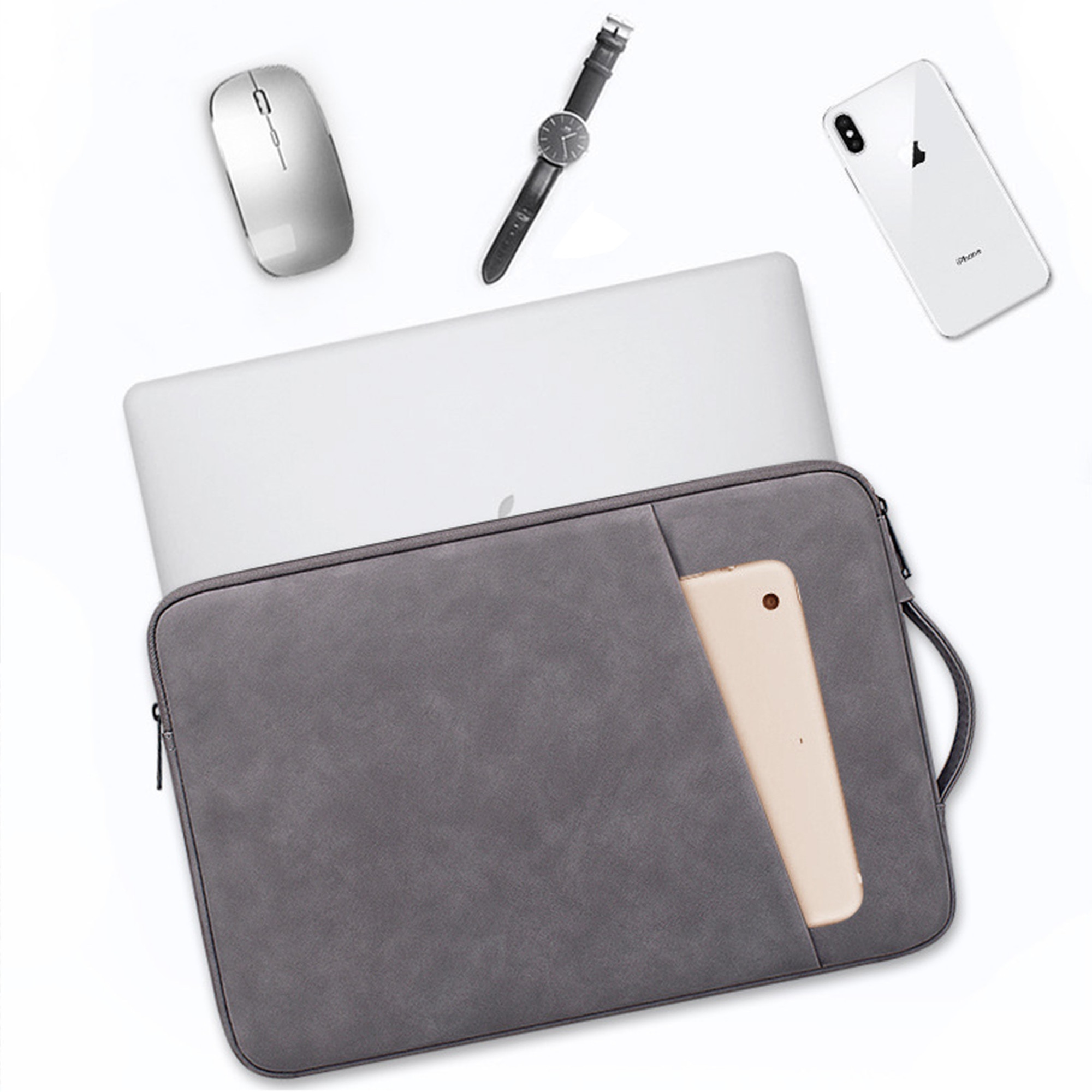 Husa de tableta, Yulinland®, pentru iPad si accesorii, compatibila Apple iPad 10.2 (2022. 2021, 2020, 2019), Apple iPad Air / (2019), Apple iPad Pro 11, Apple iPad 9.7 (2018), 30 x 23 x 3 cm, gri