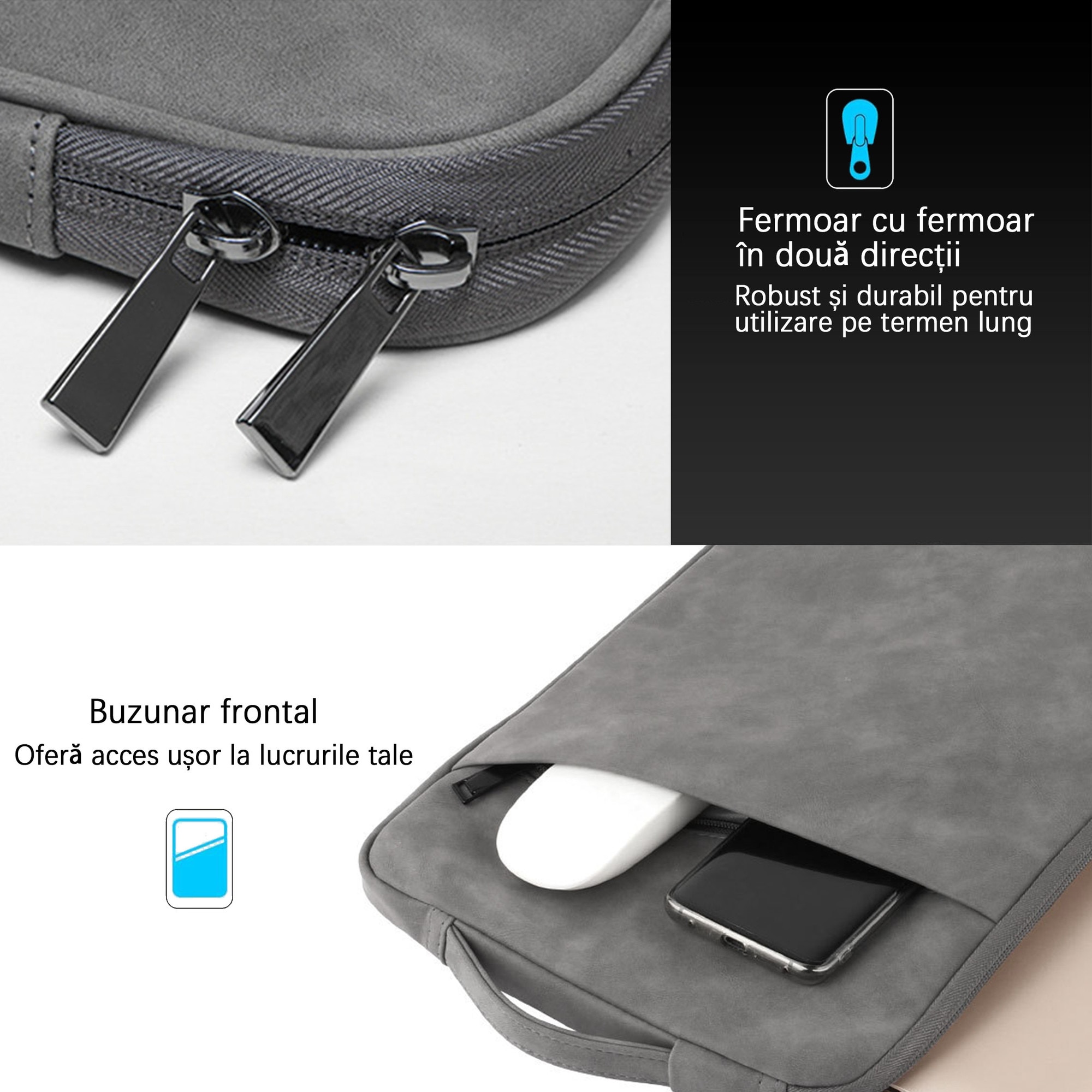 Husa de tableta, Yulinland®, pentru iPad si accesorii, compatibila Apple iPad 10.2 (2022. 2021, 2020, 2019), Apple iPad Air / (2019), Apple iPad Pro 11, Apple iPad 9.7 (2018), 30 x 23 x 3 cm, gri