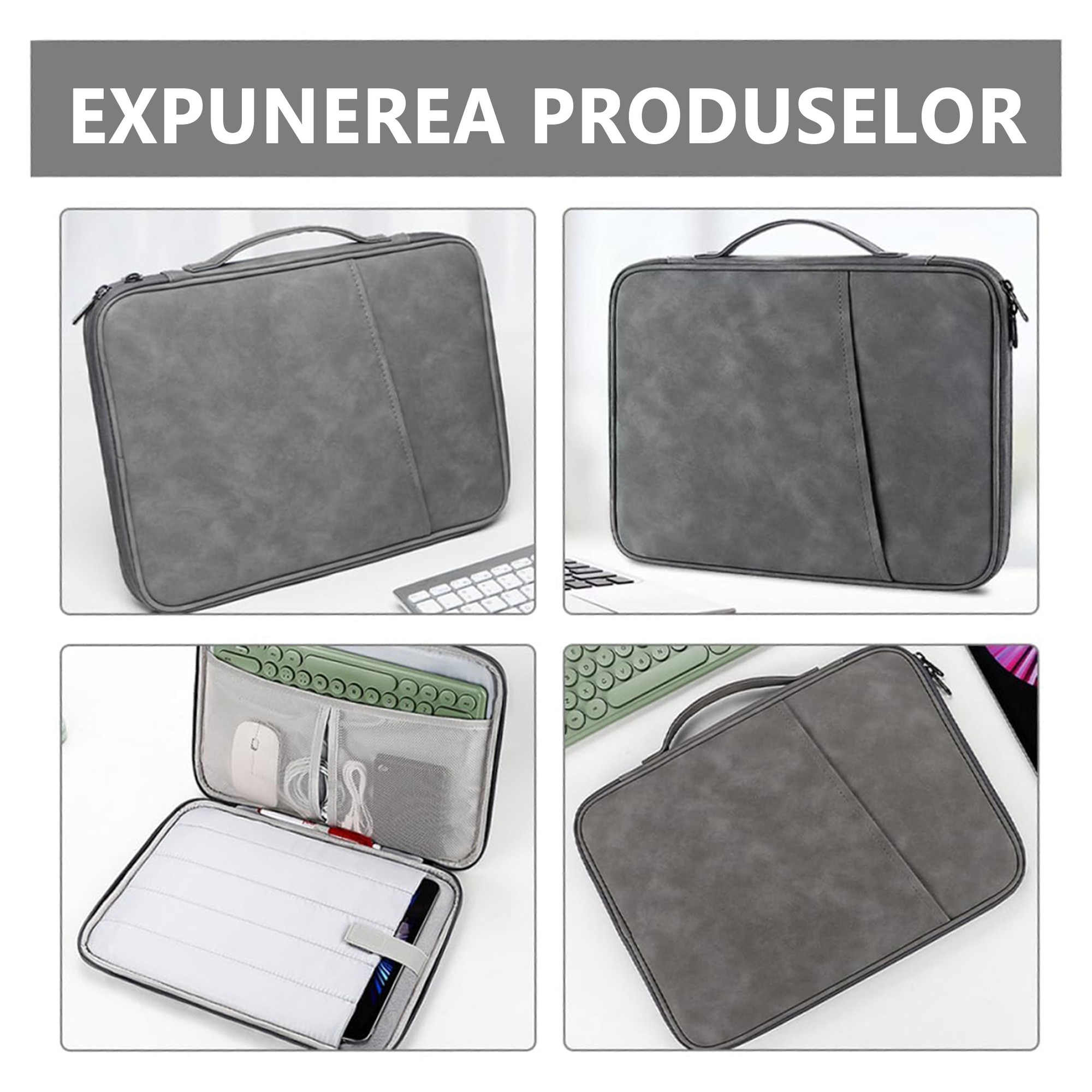 Husa de tableta, Yulinland®, pentru iPad si accesorii, compatibila Apple iPad 10.2 (2022. 2021, 2020, 2019), Apple iPad Air / (2019), Apple iPad Pro 11, Apple iPad 9.7 (2018), 30 x 23 x 3 cm, gri