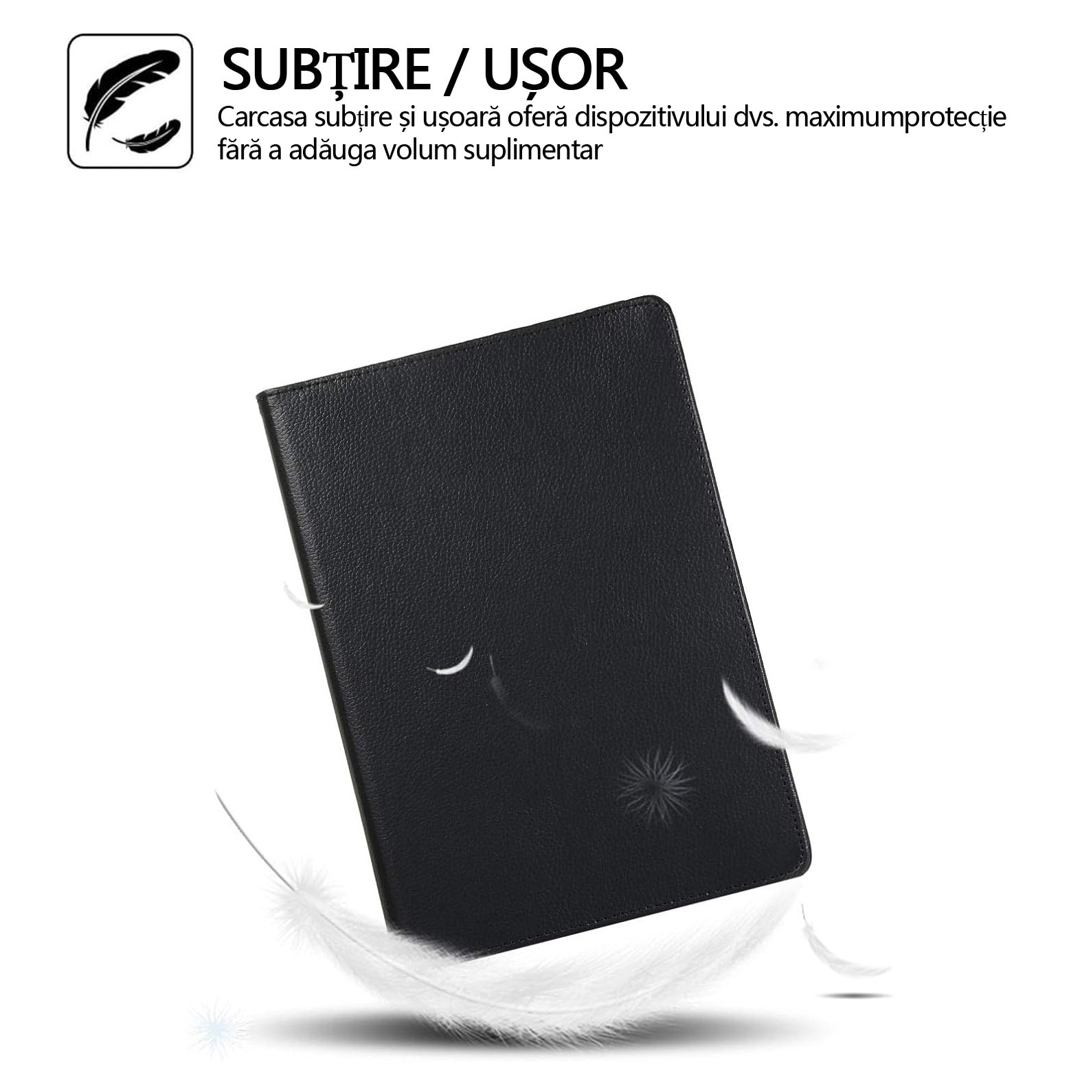 Husa tableta, Yulinland®, pentru Samsung Tab A8 10.5 inch (2022) SM-X200 / X205, rotativa, Piele ecologica, Negru