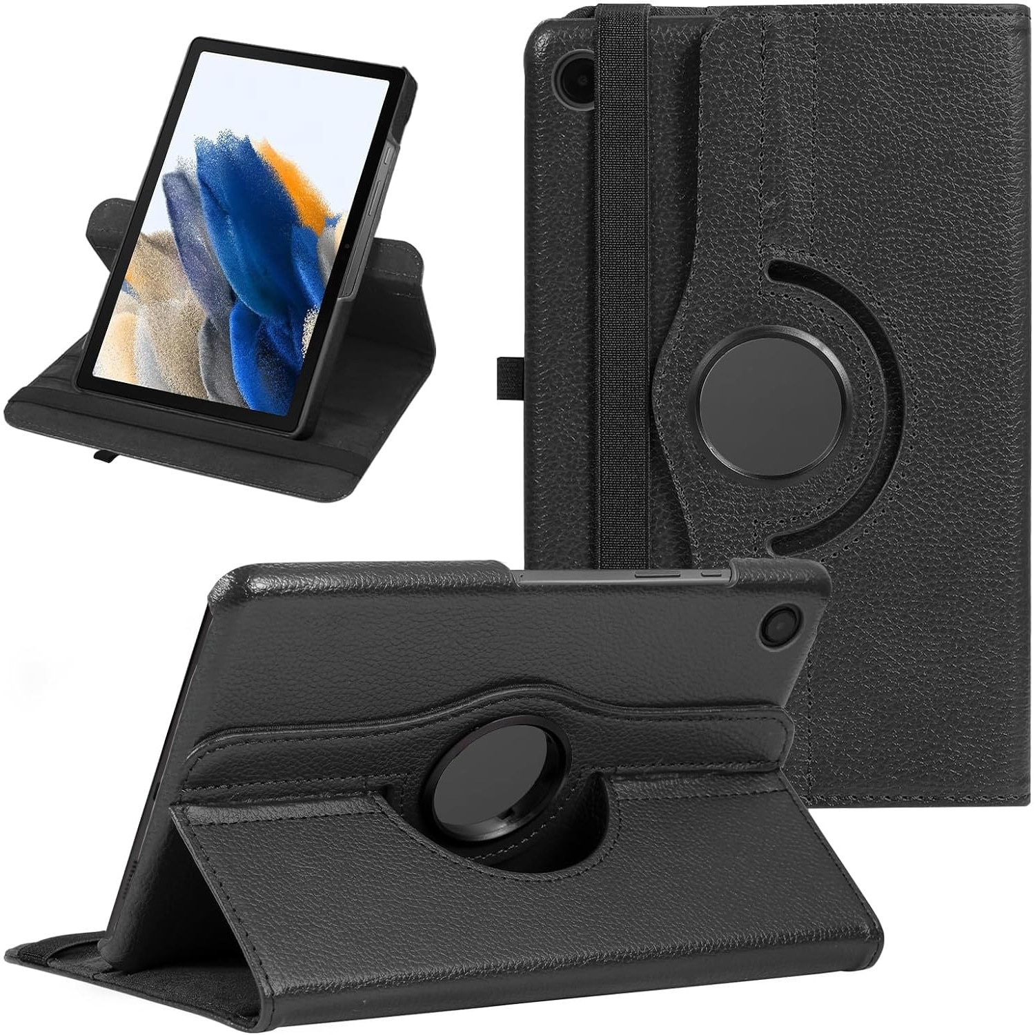 Husa tableta, Yulinland®, pentru Samsung Tab A8 10.5 inch (2022) SM-X200 / X205, rotativa, Piele ecologica, Negru