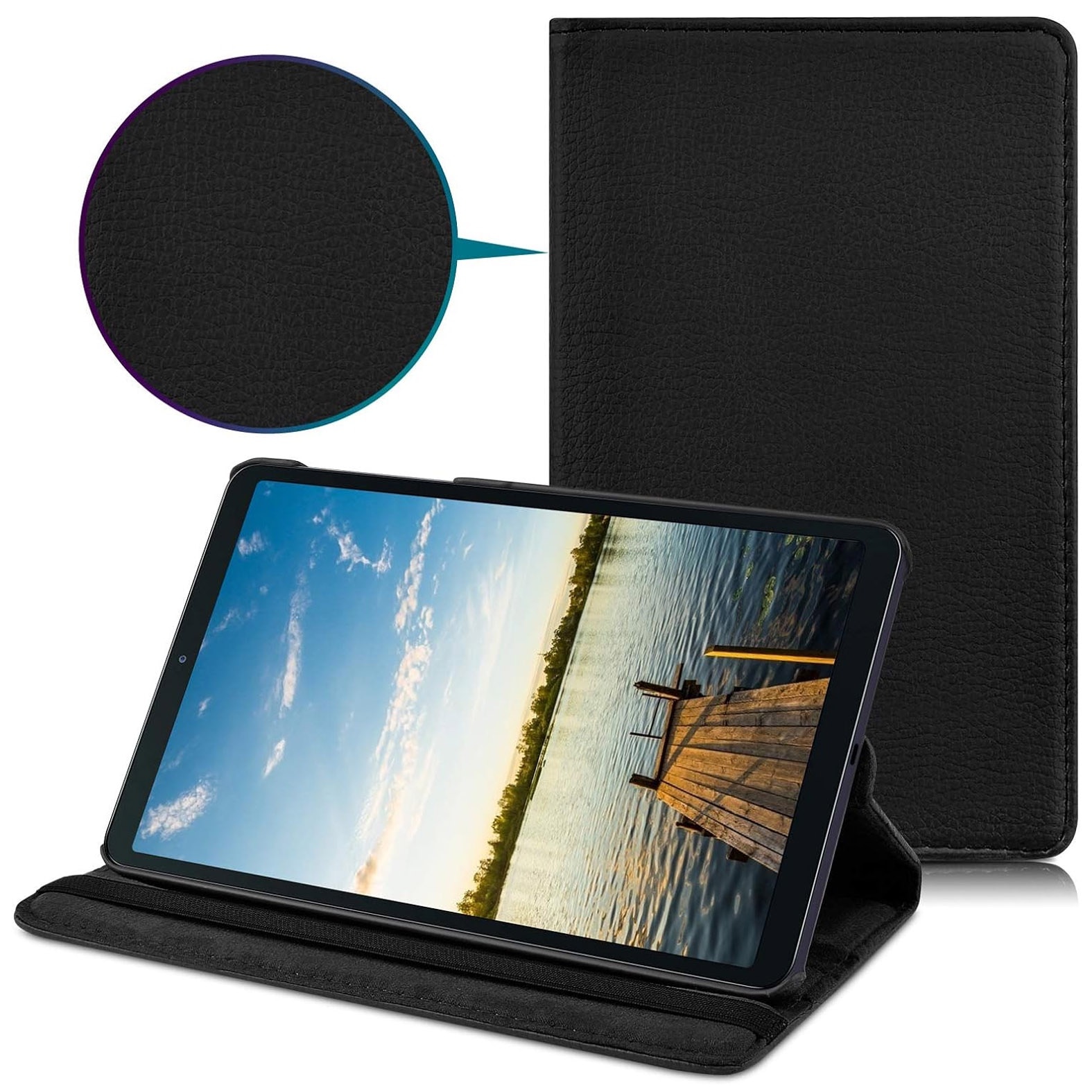 Husa tableta, Yulinland®, pentru Samsung Tab A8 10.5 inch (2022) SM-X200 / X205, rotativa, Piele ecologica, Negru