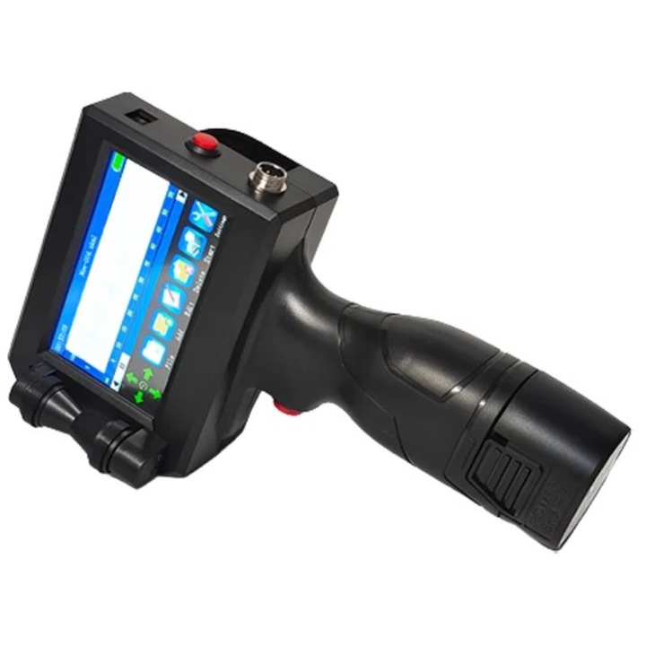 Imprimanta Inkjet AFel, Calitate superioara, Imprimare Logo, Coduri de Bare, Date expirare, Coduri QR, pentru metal, plastic, sticla, pvc, carton, oua, Cerneala originala cu uscare rapida, rezistenta la transfer, Dimensiune imprimare 1-12, 7mm, negru